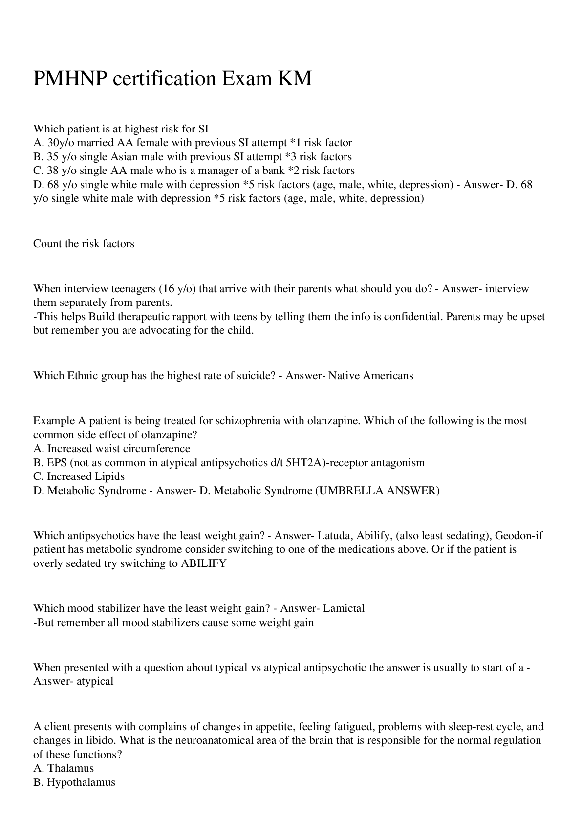 Preview image for PMHNP certification Exam KM